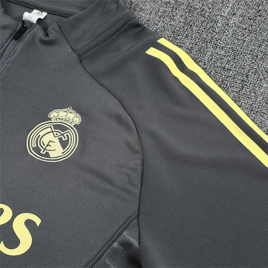 25/26 Real Madrid Training Grey/Yellow Kids Size Tracksuit