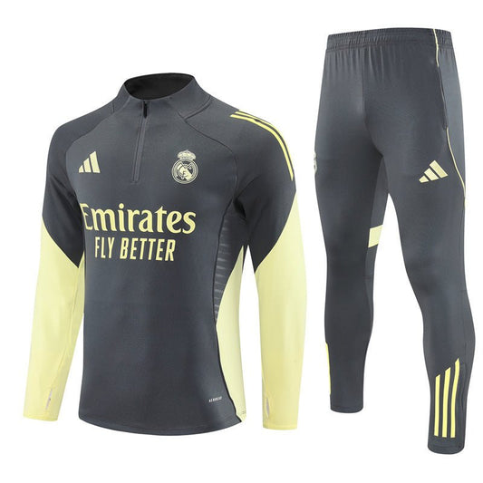 25/26 Real Madrid Training Grey/Yellow Kids Size Tracksuit