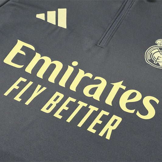25/26 Real Madrid Training Grey/Yellow Kids Size Tracksuit