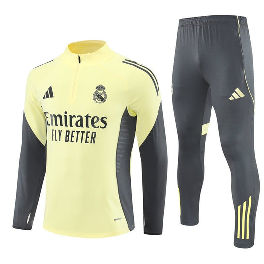 25/26 Real Madrid Training Yellow/Grey Kids Size Tracksuit
